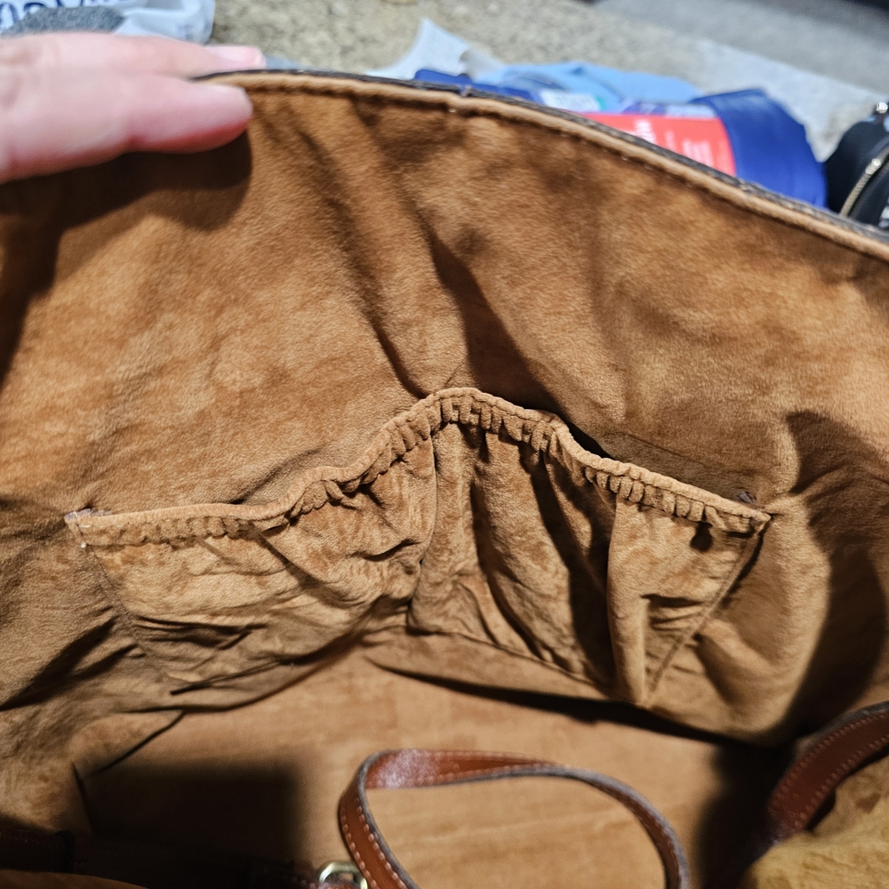 Patricia Nash Chestnut Brown Leather Tote with Brass Accents - Picture 6 of 10